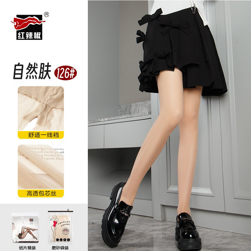 Picture of Red Pepper Silk Stockings Women's Summer Thin Anti-hook Silk Wear 0d Black Silk High Transparent Skin-friendly Sexy Core-spun Silk Pantyhose
