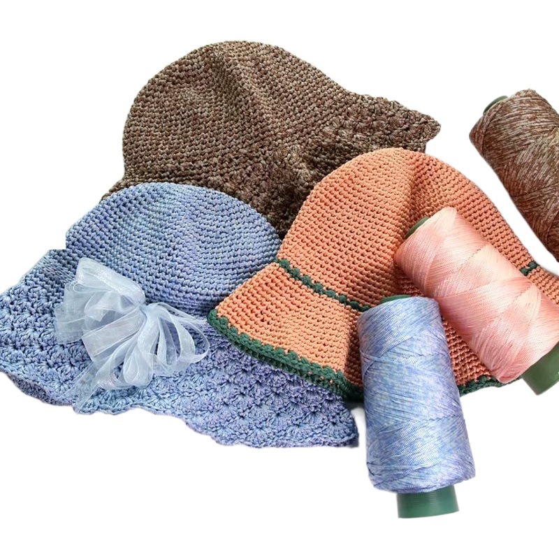 mercerized cotton twine light body ice twine flat string sunshade hat hand crocheted diy hook bag cushion hollow bright silk thread