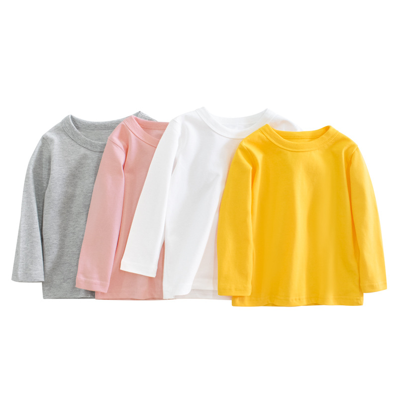 Picture of 27Kids Brand Kidsren's Clothing Autum 2024 Boys' Long-Sleeved T-Shirts Pure Color Advertising Shirts Kidsren's Clothes One Piece Delivery