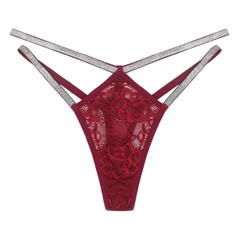 Cross-Border Seamless Women's European and American Thongs Amazon Foreign Trade Thin Strap Hollow Lace Panties Wholesale Butt-Lifting and Shaping