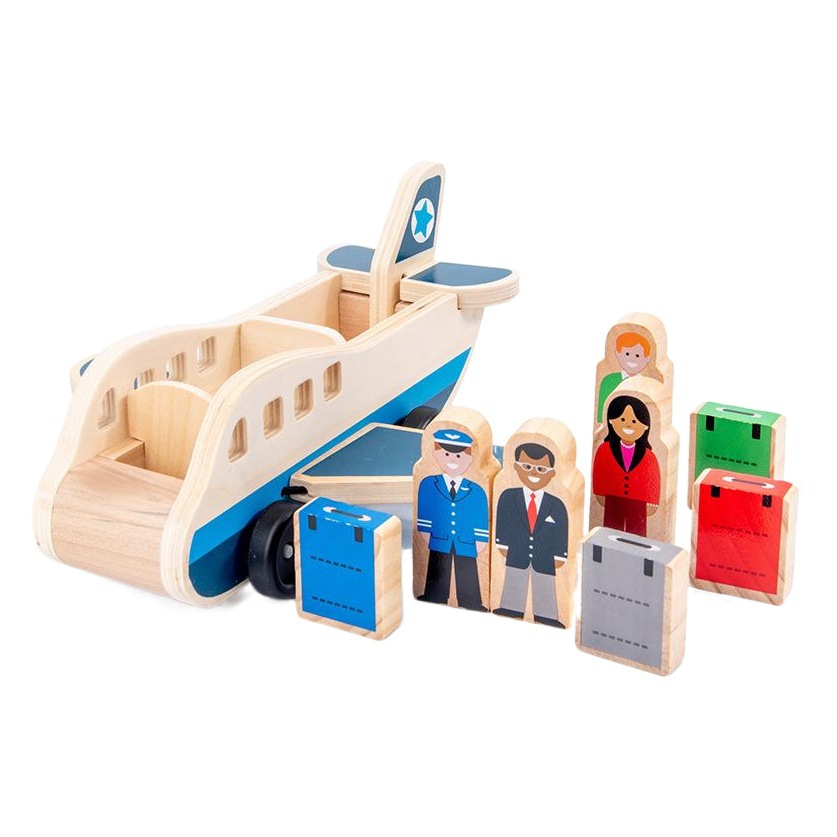 Wooden vehicle simulation trailer car Aviation aircraft simulation scene children's kindergarten play house toys