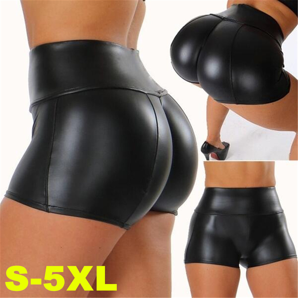 wish ebay sexy PU leather shorts women's cross-border new nightclub shorts leather pants women's hot pants leggings