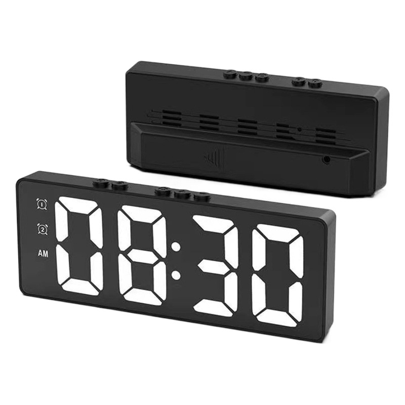 Cross-border alarm clock desktop large screen luminous digital alarm clock mute smart LED electronic clock multifunctional clock
