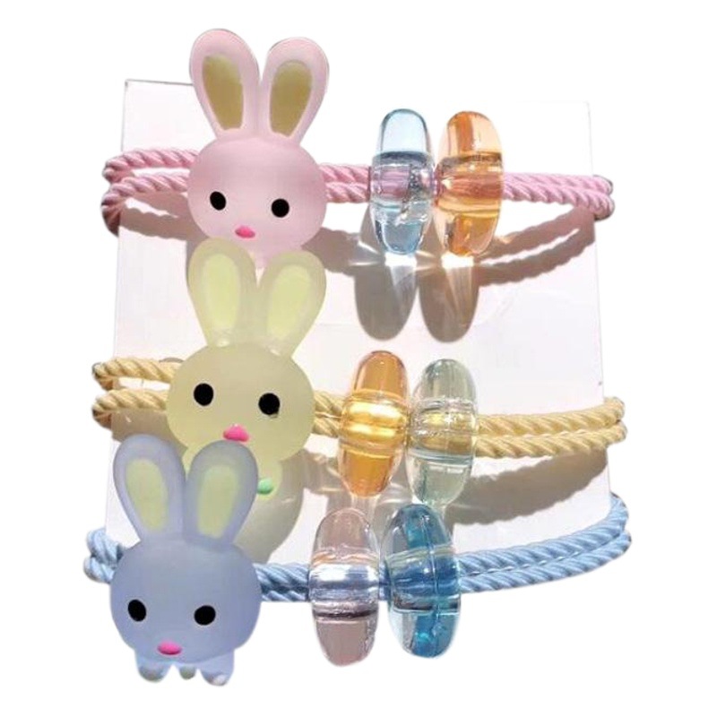 Rabbit Hair Ring Korean-style Cute Cartoon Jelly Beads Hair Rope Internet Celebrity Fresh Mori Simple Transparent Acrylic Hair Accessories