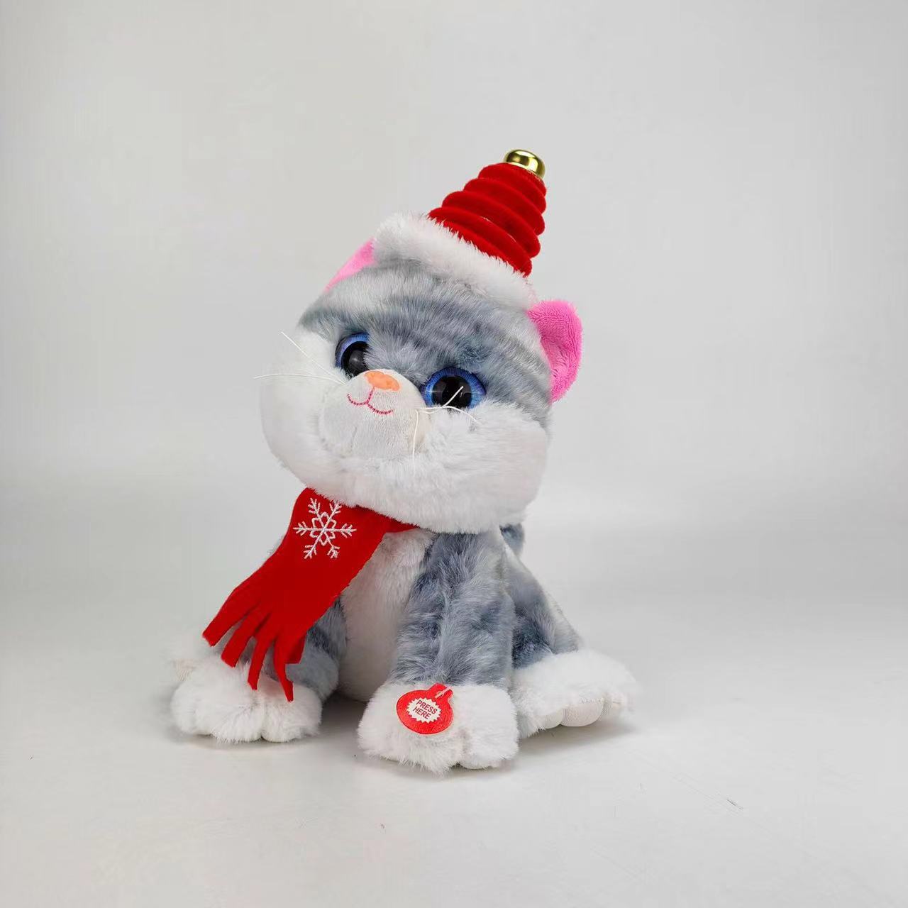 Picture of Christmas electric plush toy gift will sing and dance spin learn to talk Christmas cat dog husky toy