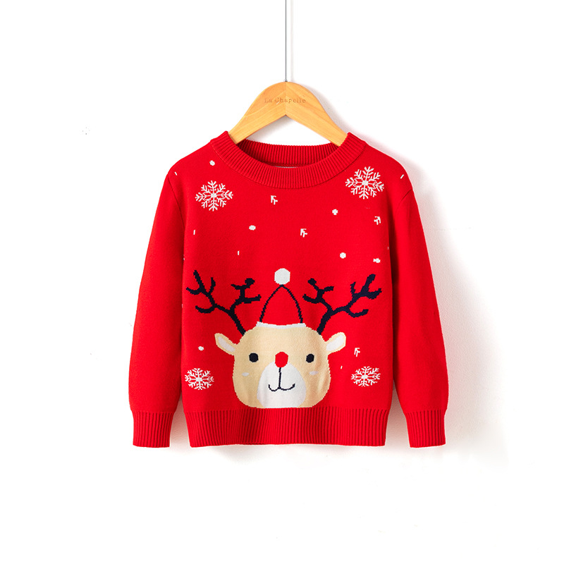 Picture of Factory wholesale boys' cartoon bottoming pullover girls' round neck Christmas sweater children's Korean-style European and American children's clothing