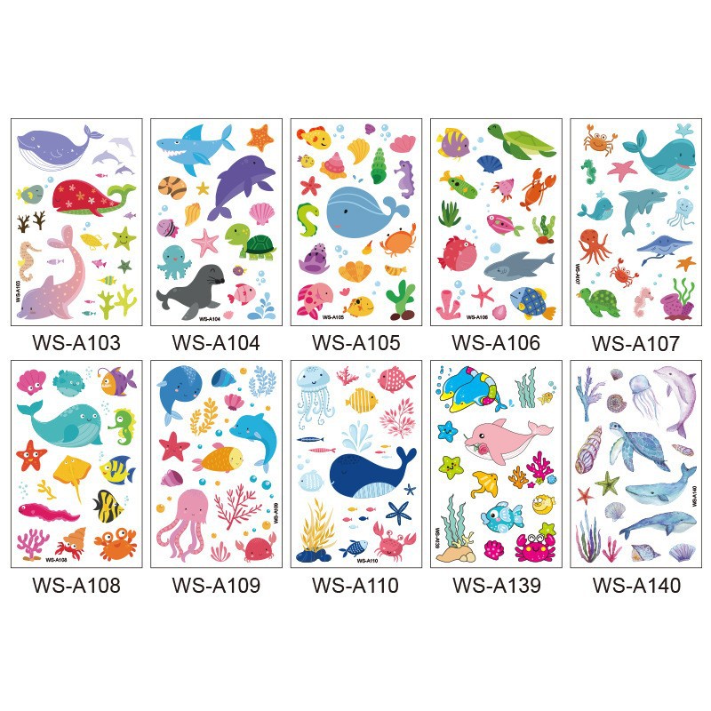 Picture of Spot Wholesale Children's Cartoon Original Tattoo Stickers Marine Animal Summer Tattoo Stickers Dolphin Shark Little Whale