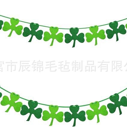 Cross-Border Export of New Products St. Patrick's Day Clover Decoration Felt Banner Decoration Garland Party Supplies