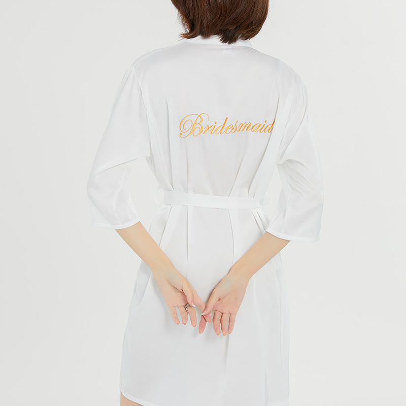 Picture of bride Gown morning Gown Lady nightgown wedding makeup bridesmaid group wedding kimono imitation silk satin bathrobe