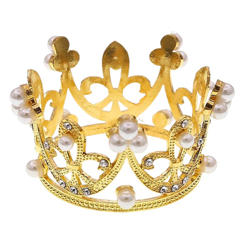 Children's Cake Crown Baking Decoration Accessories Birthday Alloy Pearl Mini Tiara Accessories Bridal Rhinestones