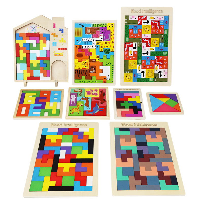 Picture of Factory Wooden Early Education Boys and Girls Accumulates Tetris Jigsaw Puzzle 3456-year-old Children's Educational Toys