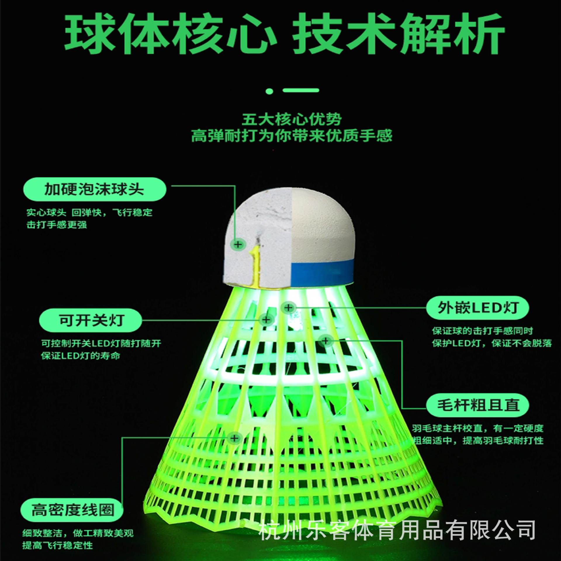 Picture of Leke Luminous Badminton Manufacturer Are Now Available in Bulk with Light-Emitting Led Nighttime Fluorescent and Durable Plastic Nylon Balls
