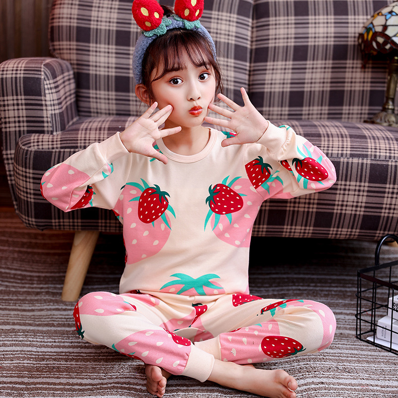 Picture of Children's autumn clothes long pants pure cotton boys' and girls' underwear suit cartoon children's autumn and winter new two-piece set bottoming