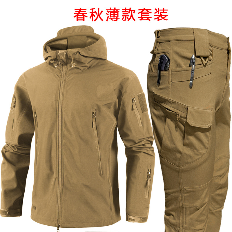 Spring and Autumn in stock Shark Skin Charge Clothes Men's Pants suit Single Stretch Multi-Pocket Waterproof Windproof