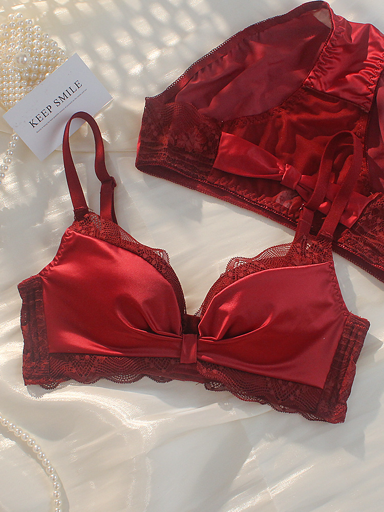 Picture of Red Underwear Women's Small Chest Push-up Benmingnian Suit No Steel Ring Anti-sagging Accessory Breast Sexy Adjustable Bra