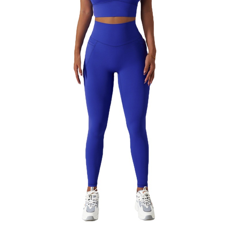 Breathable Cloud Sense High Waist Hip Lifting Yoga Pants Outer Wear Pocket Tight Sports Running Pants Quick-drying Fitness Pants 6425