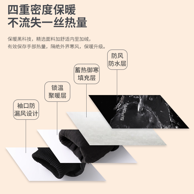 Picture of Gloves Men's New Winter Velvet Thickeneded Touch Screen Heat Storage Warm Gloves Driving and Cycling Cold-Proof Ski Gloves