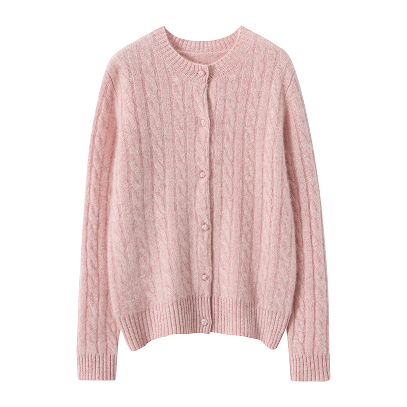 Picture of Cashmere Sweater Women's Knitted Cardigan Loose Round Neck Single-breasted Twisted Flower Outer Wear Autumn and Winter Twisted Flower Sweater Jacket