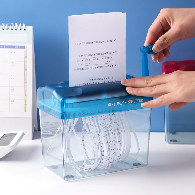 Picture of Manual paper shredder office mini household manual small paper shredder tool hand crushes A4 paper card shredder