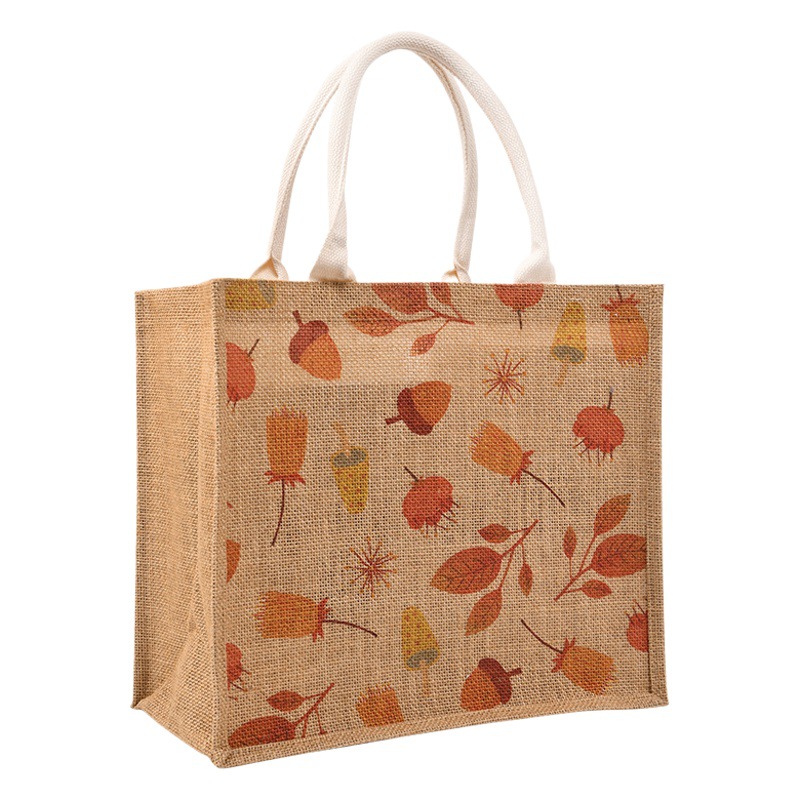 2023 spring deciduous printed linen handbag fashion ins style ladies tote bag small fresh bag
