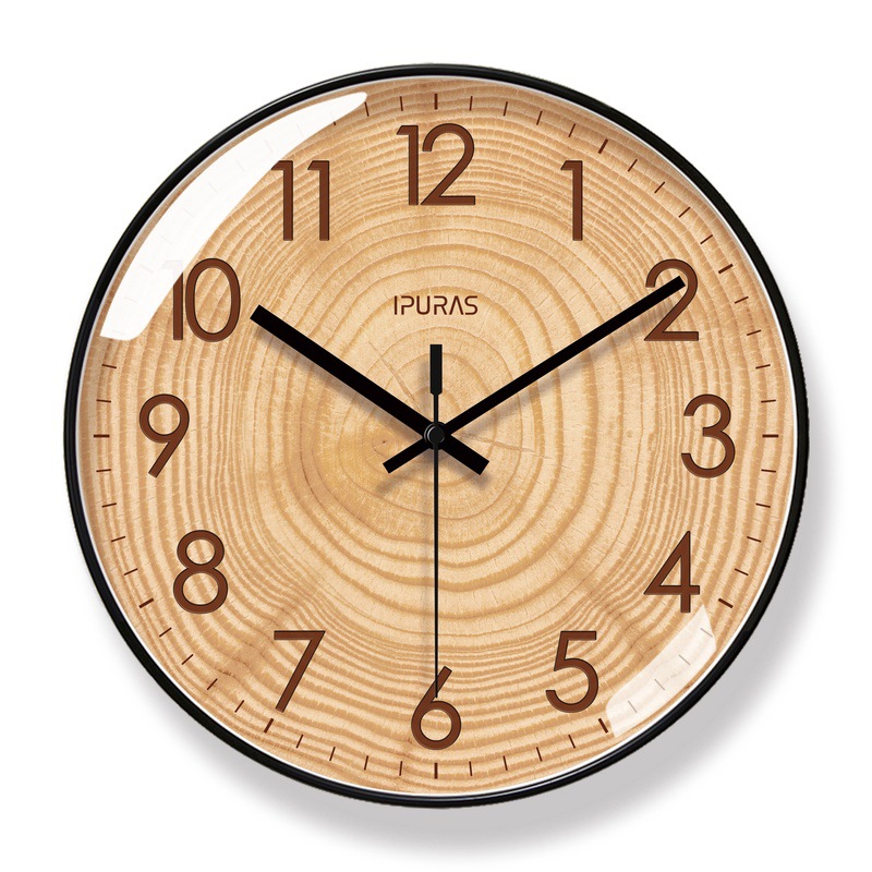 Picture of Yipula 6857 Wooden Texture Wall Clock Living Room Clock Fashion Art Clock Wall Watch Silent Sweep Second Quartz Clock