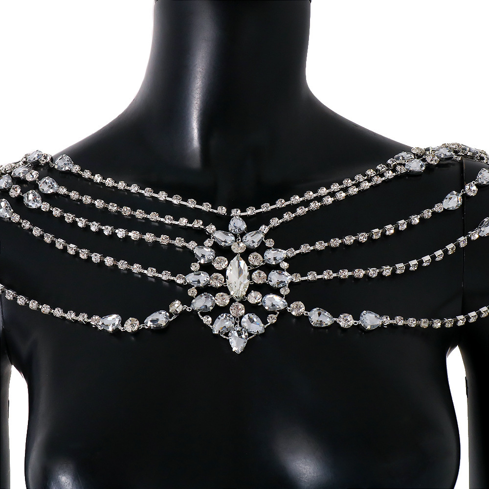 Picture of European and American hot selling rhinestone shoulder chain female exaggerated tassel multi-layer rhinestone tassel body chain jewelry body chain