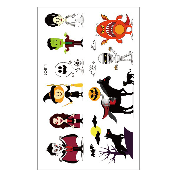 Picture of New Halloween Tattoo Sticker Funny Cartoon Fun Children Tattoo Sticker Disposable Tattoo Sticker Disposable