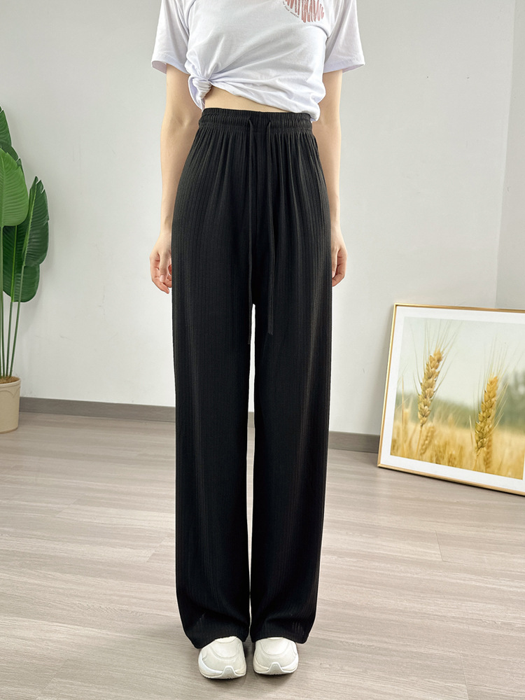 Picture of Cross-border Wide Leg Pants Factory Macaron Flower Thousand Bone Casual Pants Women's Foreign Trade Straight Pants Summer Jacquard Pants Women's Slim