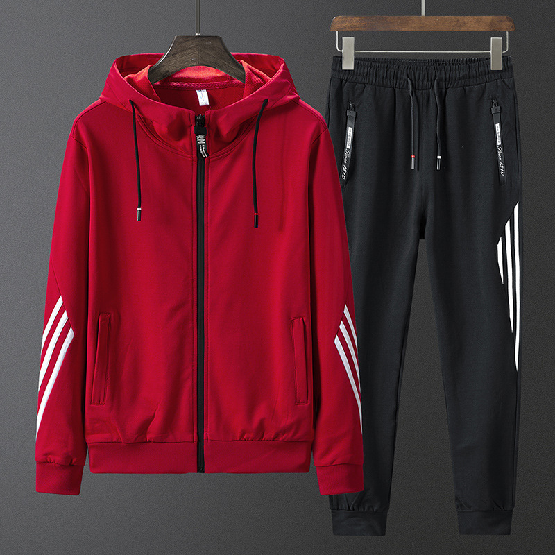 Foreign trade sports suit men's spring and autumn loose new hooded sweater a set of cardigan casual two-piece suit wholesale