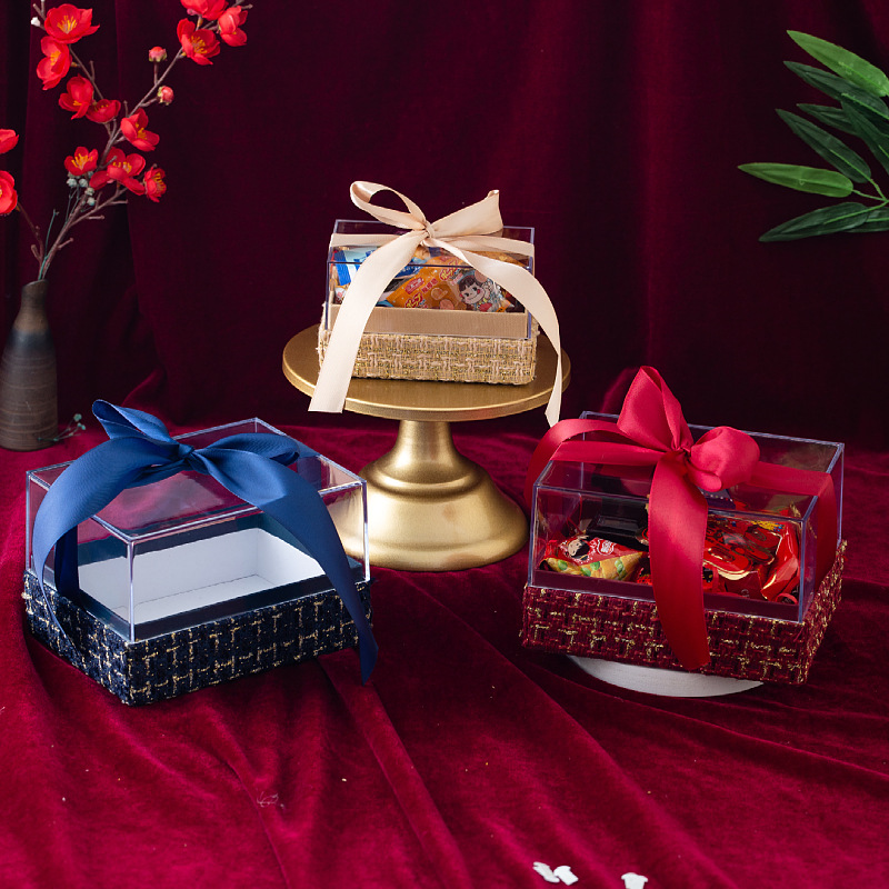 Picture of Accompanying Gift Box Empty Box Bridesmaid Best Man High-end Velvet Acrylic Gift Box New Wedding Engagement Candy Box