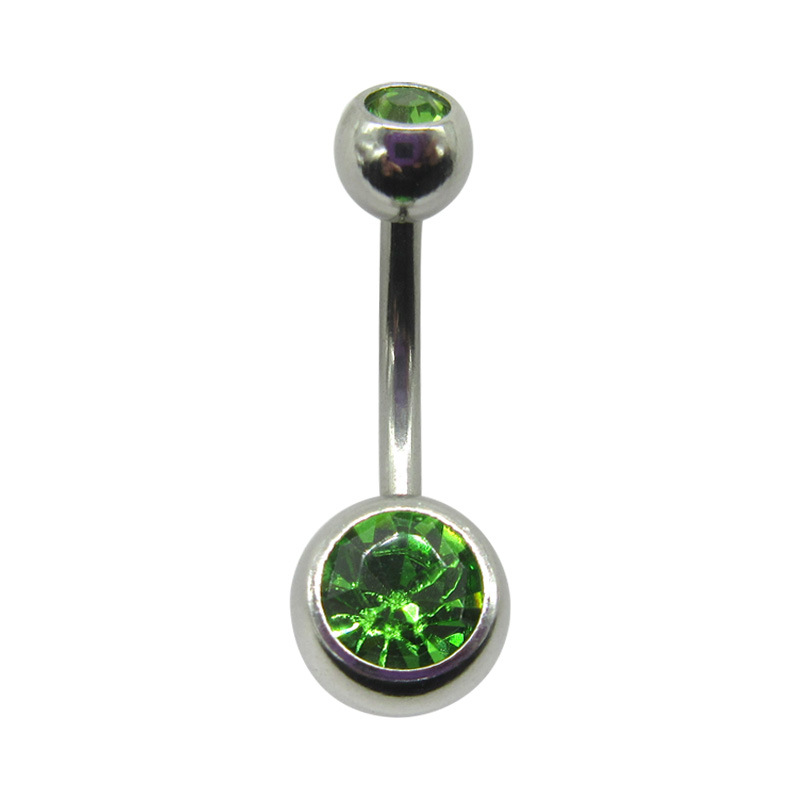 Picture of Meier Stainless Steel Double Diamond Umbilical Ring with Diamond Navel Buckle Cross-border Human Puncture Jewelry with Diamond Navel Nail