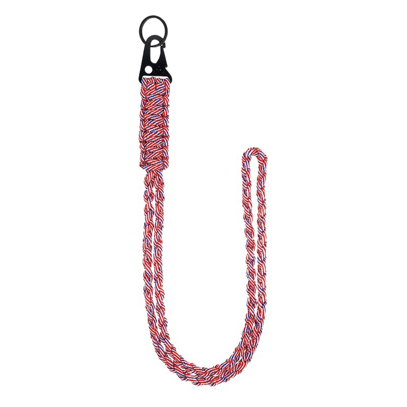 Heavy-duty woven umbrella rope neck lanyard keychain men and women Outdoor Survival umbrella rope necklace with camera wallet and key