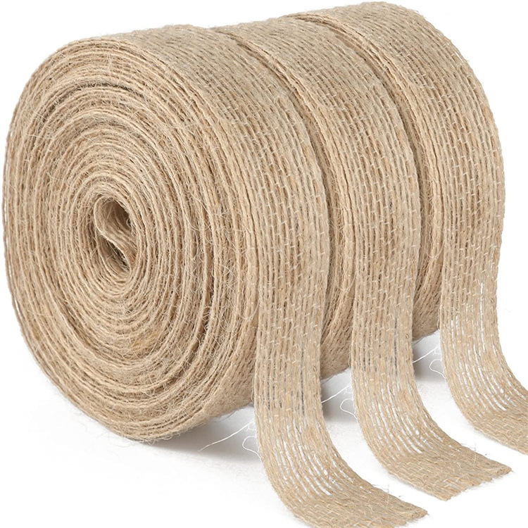 Jute Burlap Brown High-Quality Fabric Craft Ribbon, Handmade DIY Gift Packaging Party Gift Ribbon