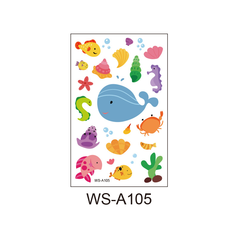 Picture of Spot Wholesale Children's Cartoon Original Tattoo Stickers Marine Animal Summer Tattoo Stickers Dolphin Shark Little Whale