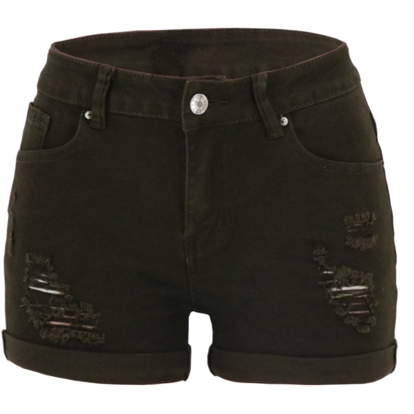 2023 European and American Spring Cross-Border Spot Amazon Ripped Cuffed Denim Shorts Low-Waist Jeans for Women