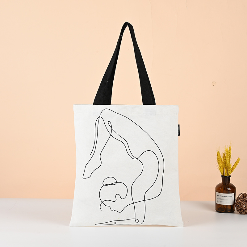 Dance organization Creative portable canvas bag custom simple line terms single shoulder cotton bag custom clothes storage bag