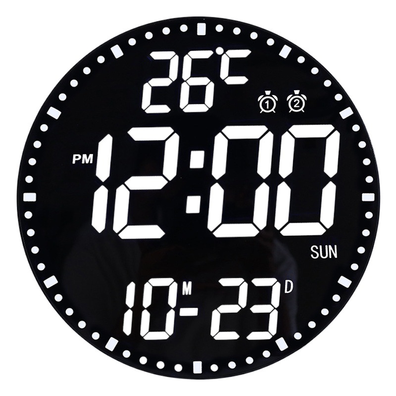Rgb Smart Wall Clock Round Colorful Perpetual Calendar Living Room 12inch Electronic Clock Countdown Silent Snooze Alarm Clock
