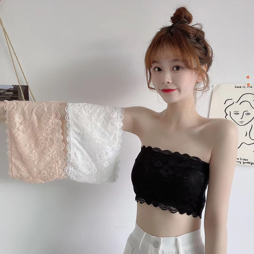 Picture of One-word Wai Lace Back Wrap Breast Strapless Cloth for Girls and Students No Steel Ring Base Sports Inner Wear Outer Wear Underwear for Women