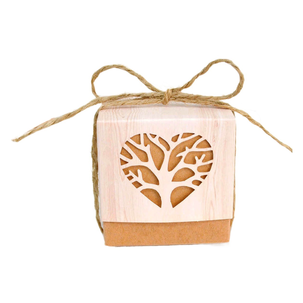 Amazon Retro DIY Kraft Paper Box Creative Paper Box Cut Out Heart Tree Wedding Candy Box Wedding Candy Box Wholesale
