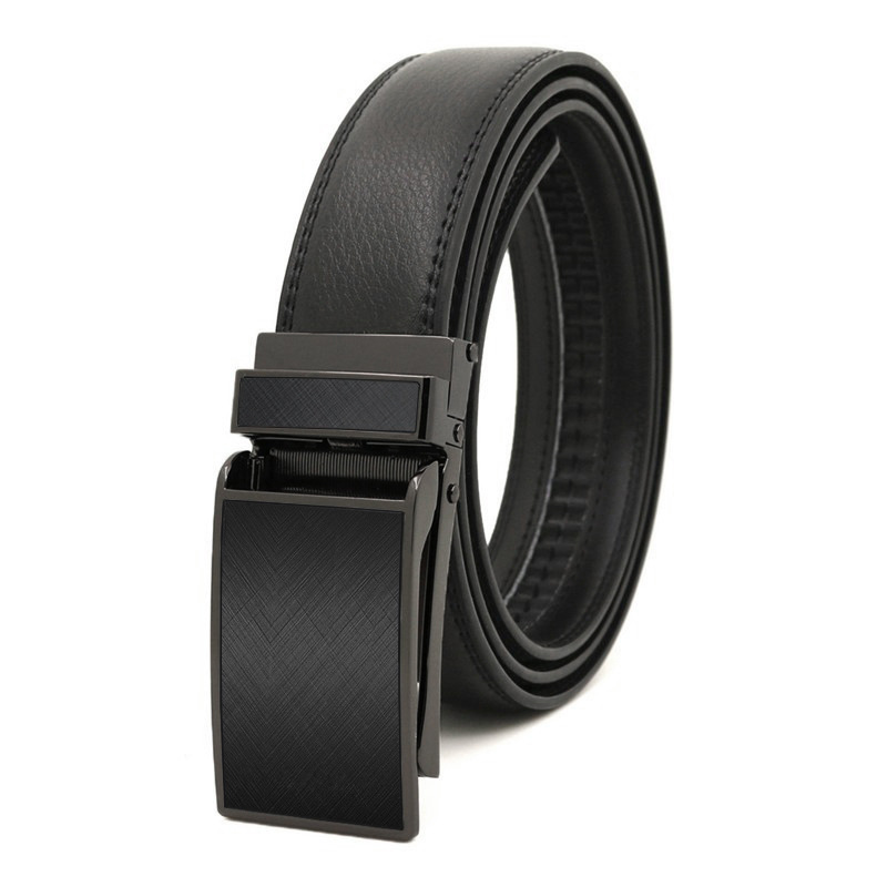 Picture of Japanese and Korean men's automatic buckle belt reverse pull buckle two-layer cowhide leather belt business Foreign Trade factory wholesale
