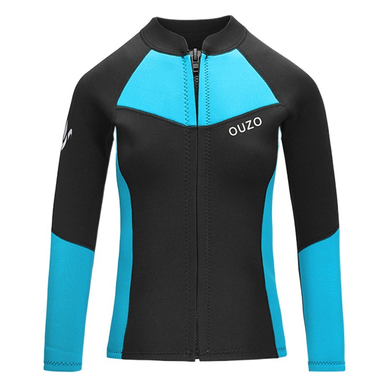 1.5mm Wetsuit Ouzo Women's Long-Sleeved Split Wetsuit Cold-Proof and Warm Sun Protection Swimming Surfing Suit Top