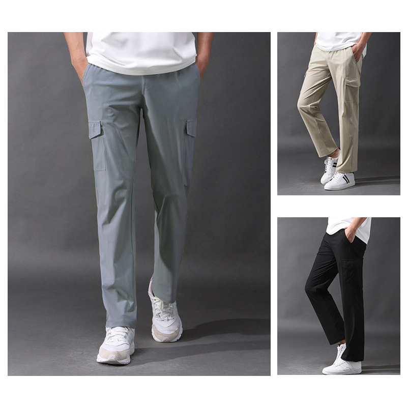 Autumn 2024 New Amazon Men's Summer Ice Silk Fabric Workwear Casual Pants JK51P35
