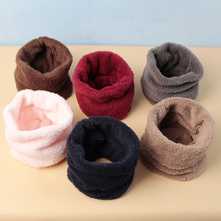 Picture of Winter New Korean Style Solid Color Children's Pullover Scarf for Boys and Girls Plush Thickened Scarf Baby Velvet Neck Sleeve