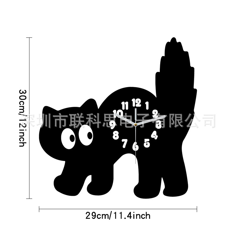 Picture of Cute Cartoon Fun Cat Creative Clock Home Silent Acrylic Clock Living Room Room Decorative Wall Clock