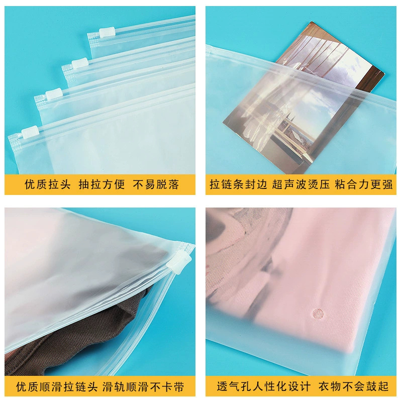 Picture of Warning: In-Stock Cross-Border Frosted Zipper Bag Cpe Plastic Underwear Ziplock Bag Storage Clothing Packaging Bag