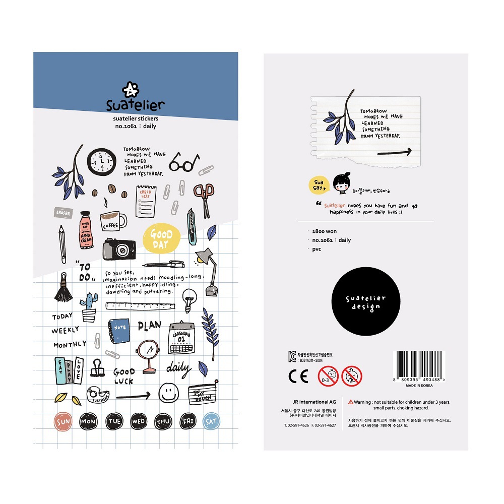 Cross-border South Korea suatelier waterproof 1061 learning small items PVC material decorative stickers hand account stickers