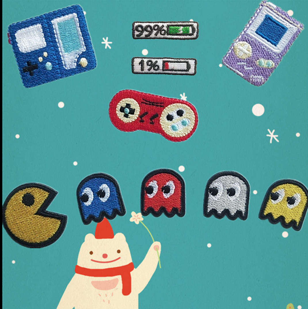 Cartoon computer embroidered chapter video game element comes with Velcro game machine shoes bag stickers
