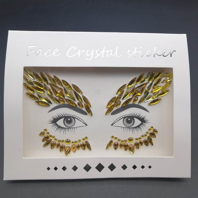 Picture of Internet Celebrity DIY Face Stickers, Eyebrow Stickers, Acrylic Accessories, Colorfulful Forehead Decoration, Masquerade Face Rhinestone Stickers