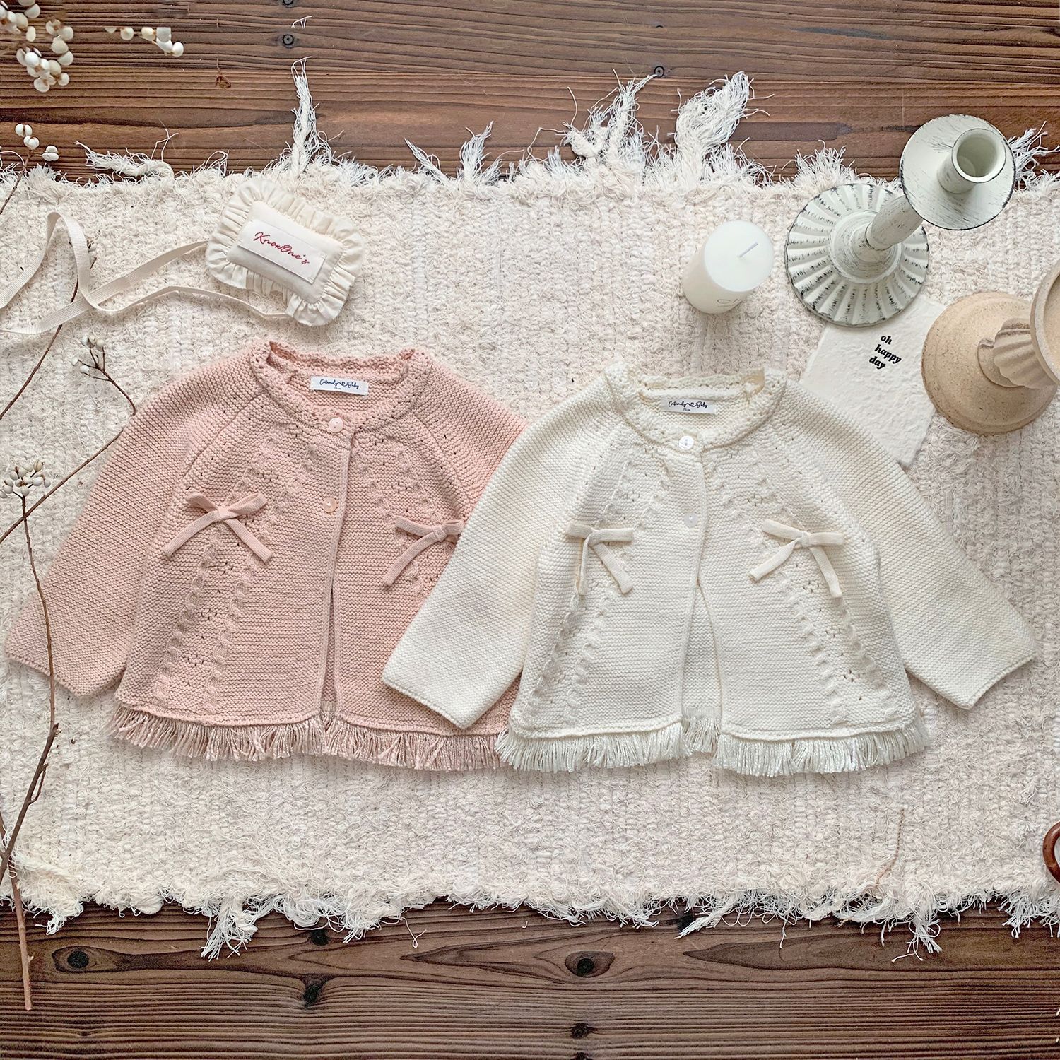 Cutemily Autumn and Winter Cross-border Girls' Crewneck Cardigan Tassel Sweater Women's Baby Cute Nordic Sweater Coat