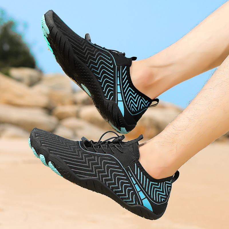 Cross-border New Outdoor Five-finger Shoes Women's Striped Hiking Hiking Shoes Wading Shoes Non-slip Fishing Shoes for Men